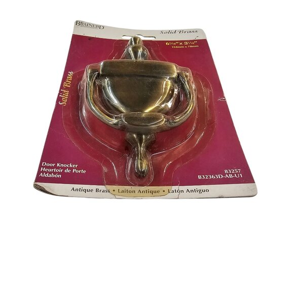 Brainerd Door Knocker 6 1/16" x 3 1/16" Solid Antique Brass NOS Part # 83257 - Picture 6 of 9